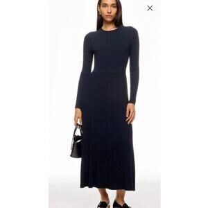 ANN MASHBURN Navy Blue Addie Long Sleeve Crew Neckline Sweater Dress sz Small